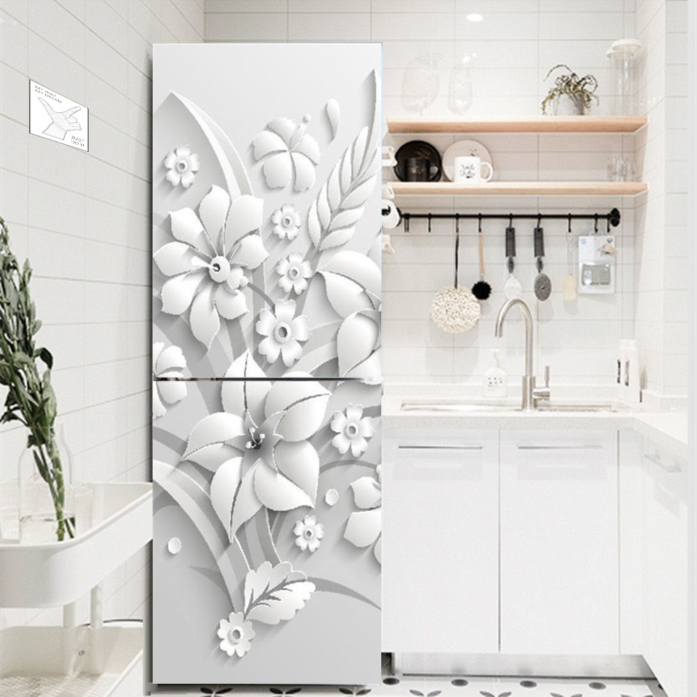 White Flower Refrigerator Deco - Kitchen Appliances Refrigerators ulasan dan harga